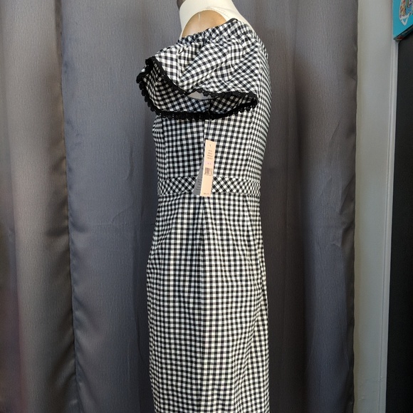Nanette Lepore Off the Shoulder Gingham Dress sz10 - Picture 4 of 7